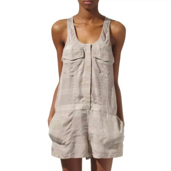 T by Alexander Wang | Dobby Stripe Smoke Romper - Picture 1 of 9
